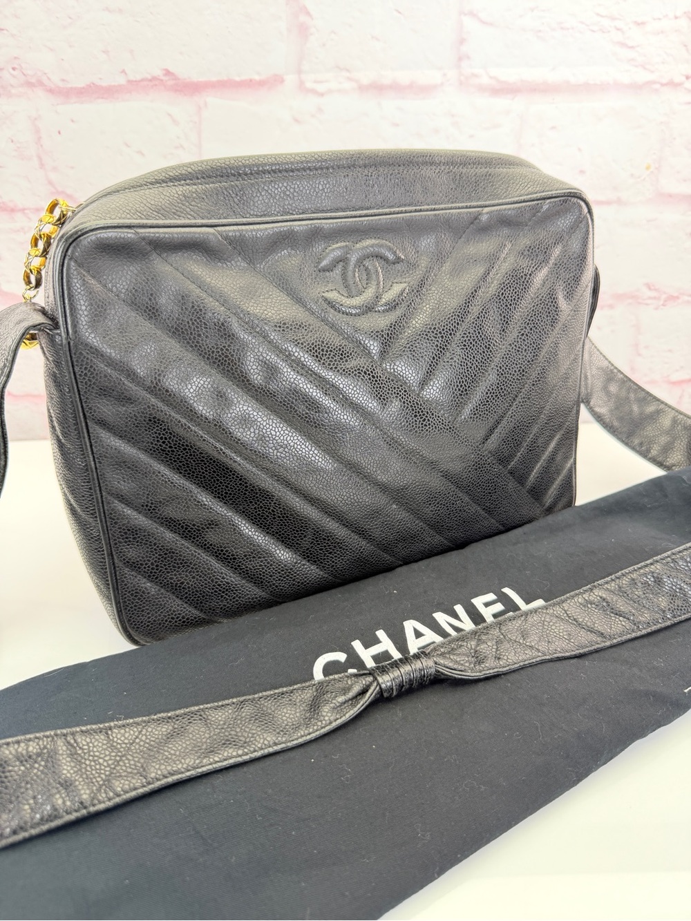 Chanel Black Quilted Leather CC Camera Bag